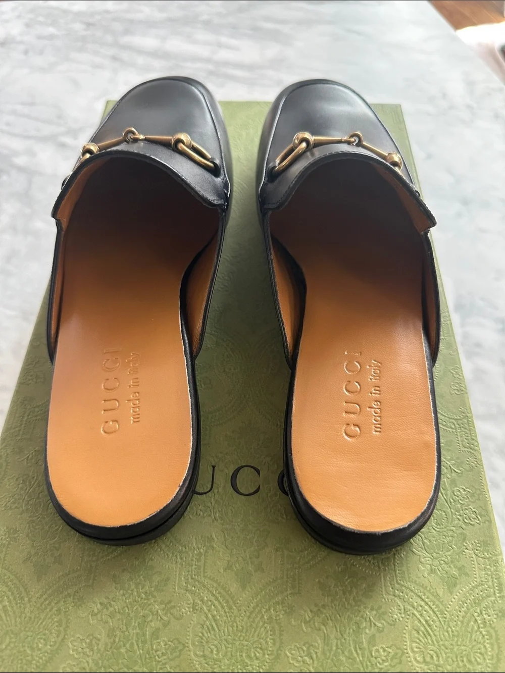 Gucci Black Princeton Loafer slides with horsebit Gold Hardware NWT - Picture 2 of 5